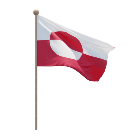 Greenland Flag Pole  3D Flag