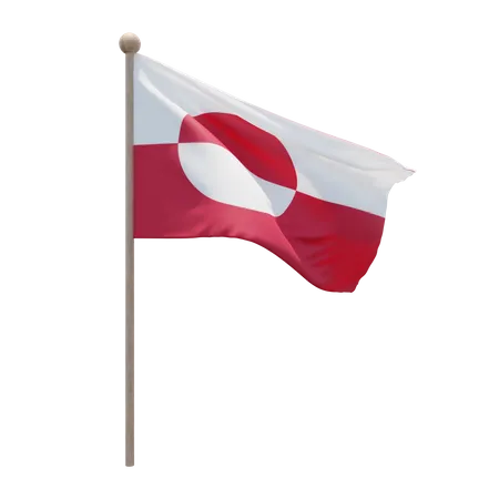 Greenland Flag Pole  3D Flag