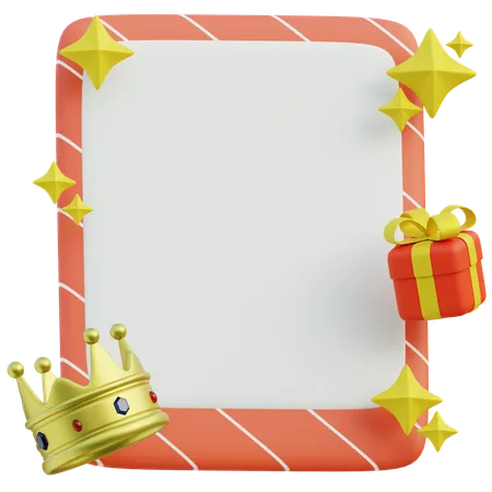 Greeting Card With Gift And Crown  3D Icon