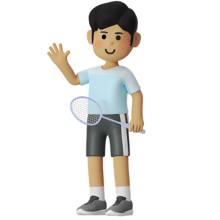 Greeting Pose Badminton Boy  3D Icon