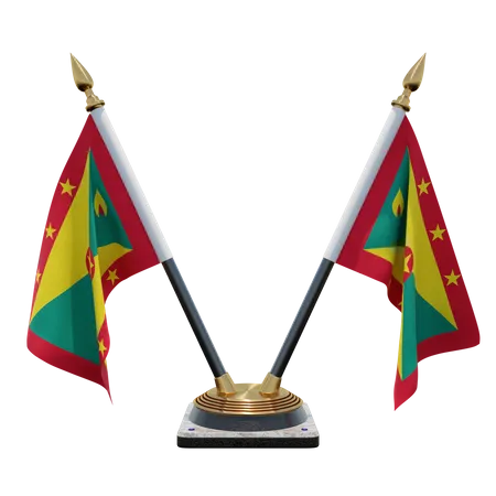 Grenada Doppelter (V) Tischflaggenständer  3D Icon