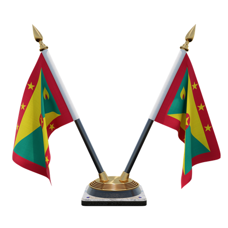Grenada Double Desk Flag Stand  3D Flag