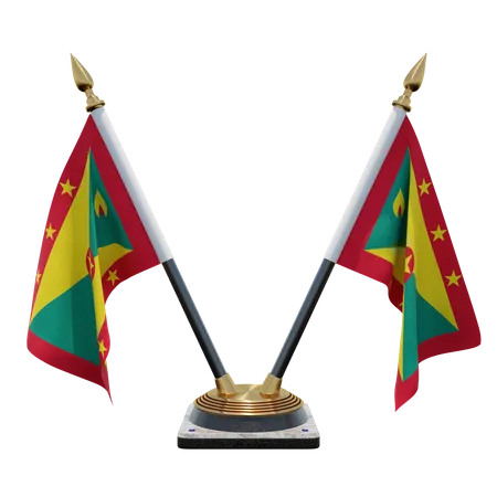 Grenada Double Desk Flag Stand  3D Illustration