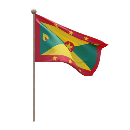 Grenada Flag Pole  3D Illustration