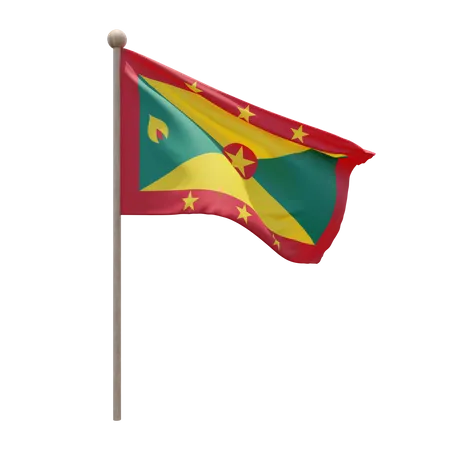 Grenada Flag Pole  3D Flag