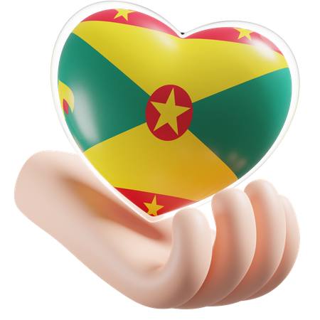 Grenada Flagge Herz Handpflege  3D Icon