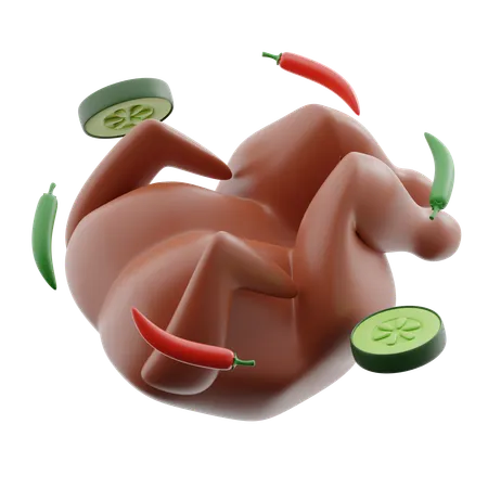 Grilled chicken  3D Icon