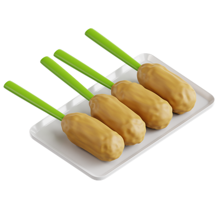 Grilled Fish Satay  3D Icon