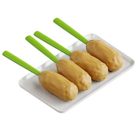 Grilled Fish Satay  3D Icon