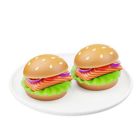 Grilled Salmon Sandwiches  3D Icon