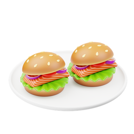 Grilled Salmon Sandwiches  3D Icon
