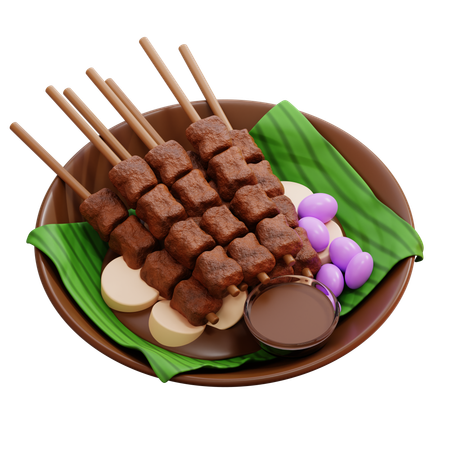 Grilled Satay Skewers With Peanut Sauce  3D Icon