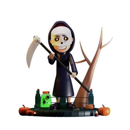 Grim Giving Scary Pose  3D Illustration