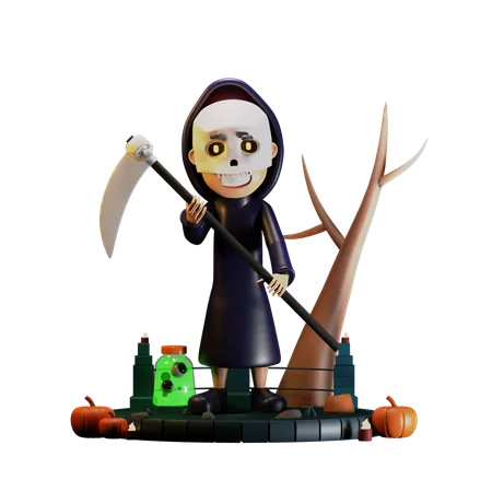Grim Giving Scary Pose  3D Illustration