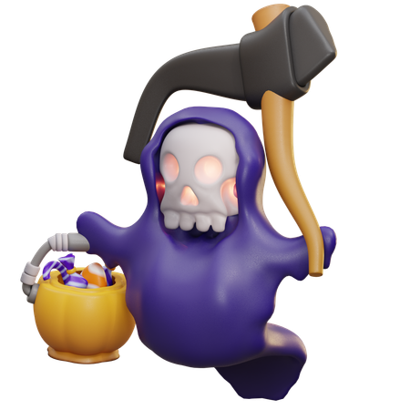 Grim Reaper And Candy Can  3D Icon