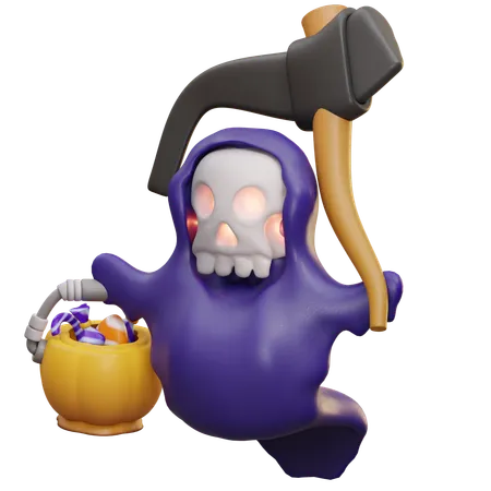 Grim Reaper And Candy Can  3D Icon