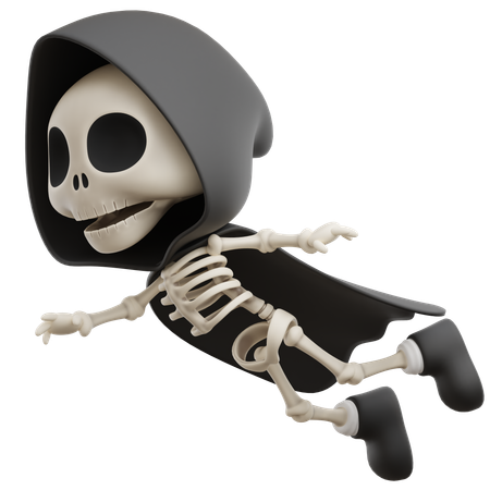 Grim Reaper Flying In Air  3D Illustration