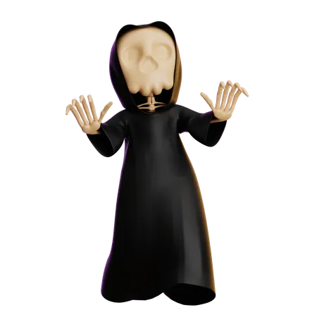 Grim Reaper Giving Standing Pose  3D Illustration