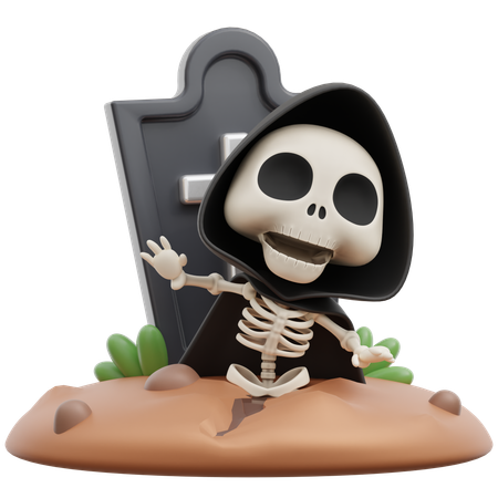 Grim Reaper Rise From Grave  3D Illustration