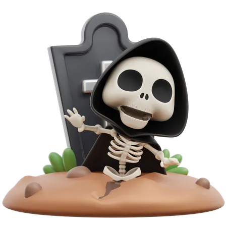 Grim Reaper Rise From Grave  3D Illustration