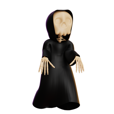 Grim Reaper Walking With Scary Hands  3D Illustration