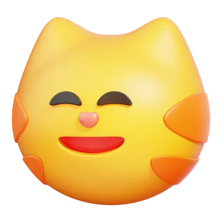 Grinning Cat with Smiling Eyes  3D Icon