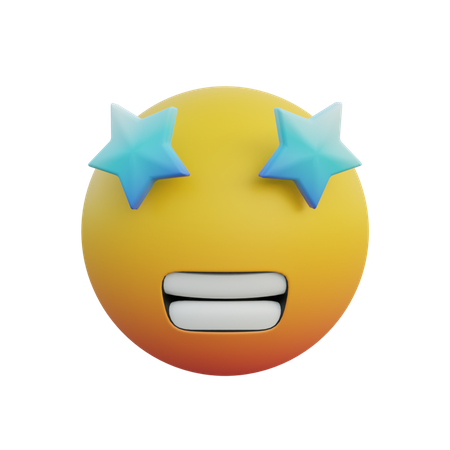 Grinning Face with Star Eyes 3D Illustration