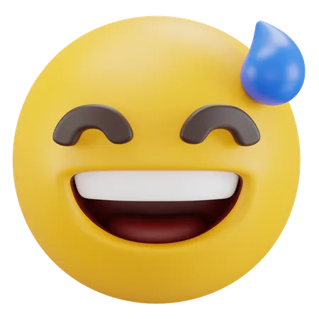 Grinning Face with Sweat  3D Icon