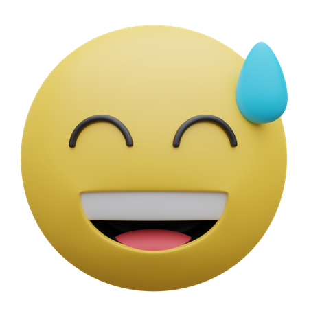 Grinning Face With Sweat  3D Icon