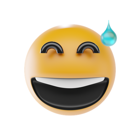 Grinning Face With Sweat  3D Icon