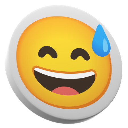 Grinning Face With Sweat  3D Icon