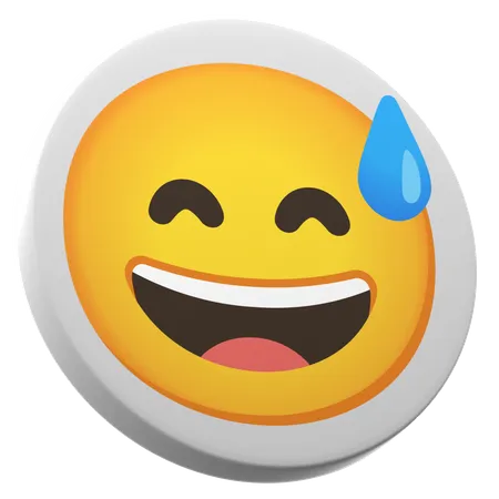 Grinning Face With Sweat  3D Icon