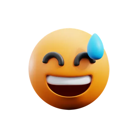 Grinning Face With Sweat  3D Icon