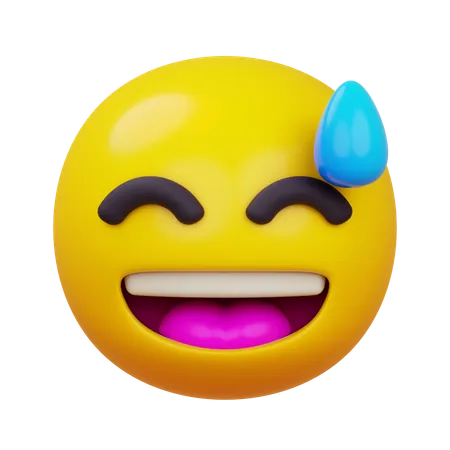 Grinning Face With Sweat  3D Icon