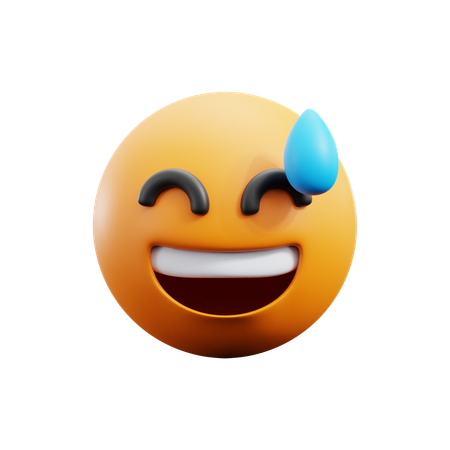 Grinning Face With Sweat  3D Icon