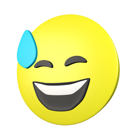 Grinning Face With Sweat  3D Icon