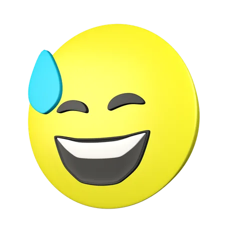 Grinning Face With Sweat  3D Icon