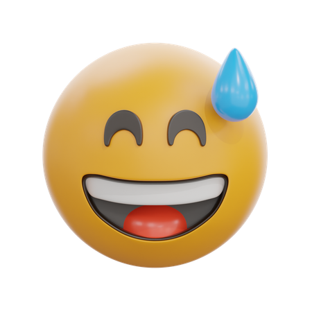 Grinning Face With Sweat  3D Icon