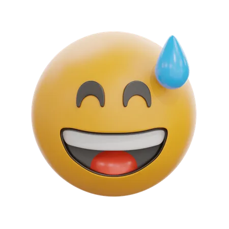 Grinning Face With Sweat  3D Icon