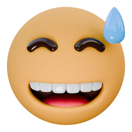 Grinning Face With Sweat  3D Icon