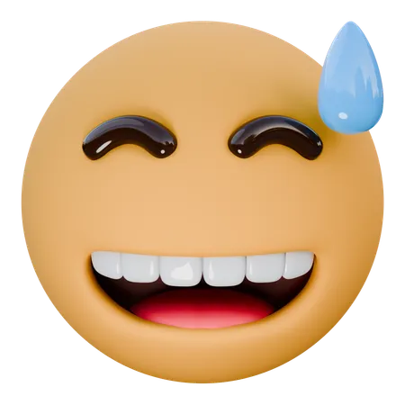 Grinning Face With Sweat  3D Icon