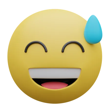 Grinning Face With Sweat  3D Icon