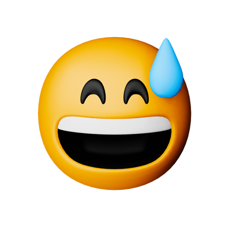 Grinning Face With Sweat Emoji  3D Icon