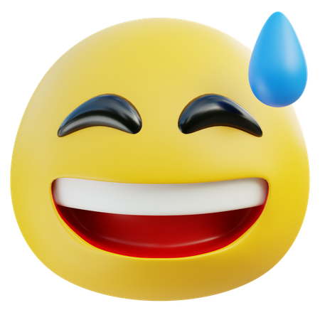Grinning Face With Sweat emoji  3D Icon
