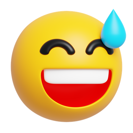 Grinning Face with Sweat Emoji  3D Icon