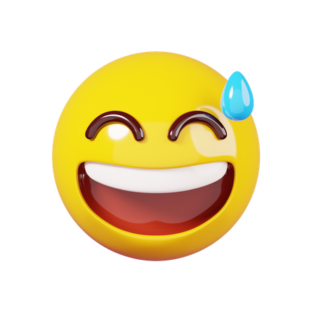 Grinning Face With Sweat Emoji 3D Illustration