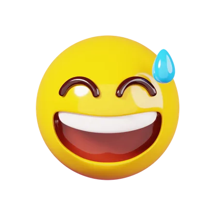 Grinning Face With Sweat Emoji 3D Illustration