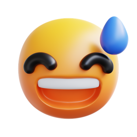 Grinning With Sweat  3D Icon