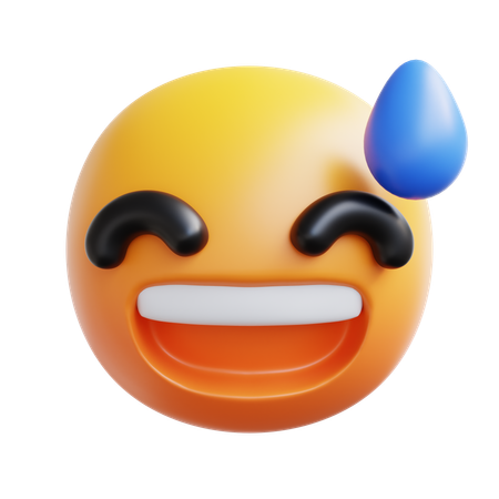 Grinning With Sweat  3D Icon
