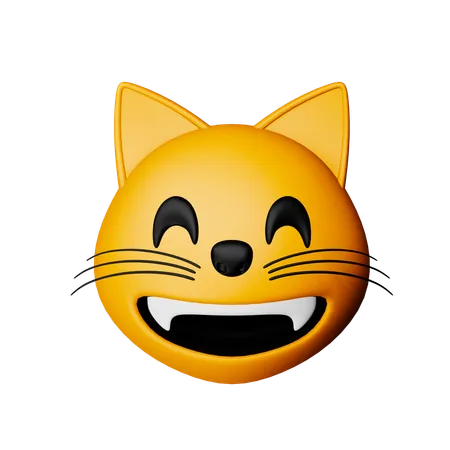 Grinsende Katze mit lächelnden Augen Emoji  3D Icon